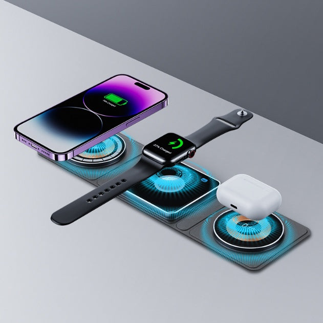 3-in-1 Magnetic Folding Wireless Charger Station for iPhone, Apple Watch & AirPods - BudgetSpender