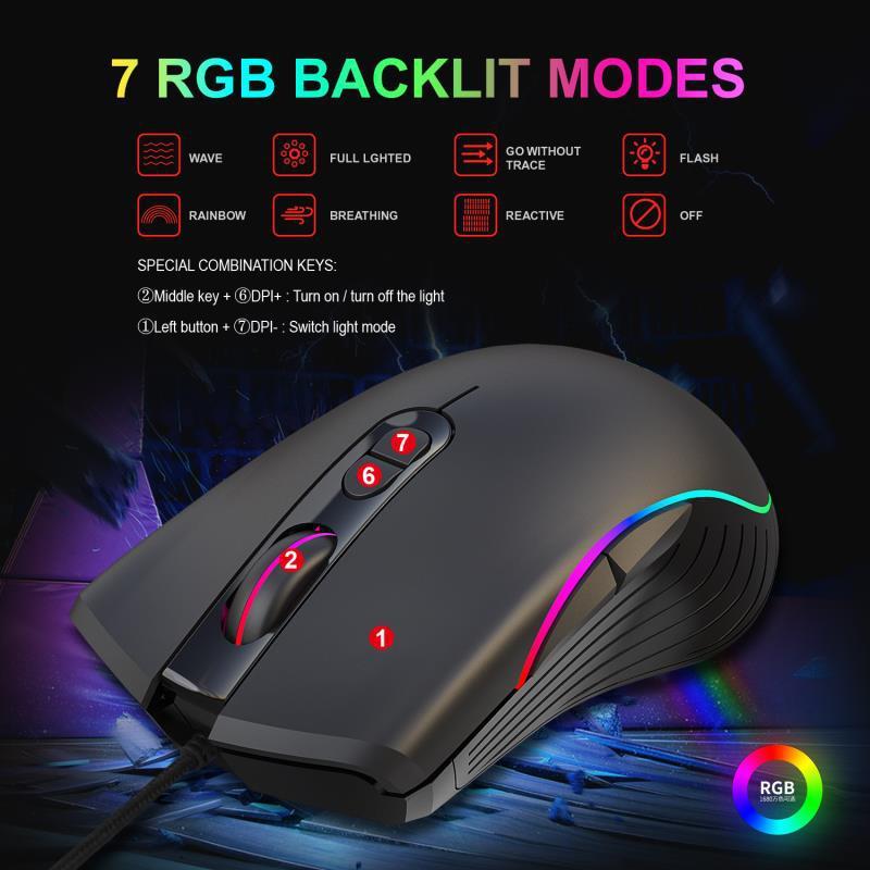 Gaming Mouse with Adjustable DPI and Four-Way Wheel | 7-Button Optical USB Mouse - BudgetSpender