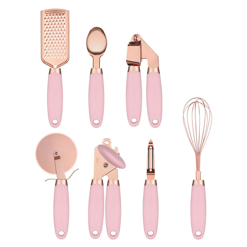 Rose Gold Stainless Steel 7-Piece Kitchen Tool Set - BudgetSpender