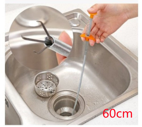 60CM Flexible Sewer Dredger Spring – Drain Clog Remover & Hair Cleaner Tool for Kitchen & Bathroom Sinks - BudgetSpender
