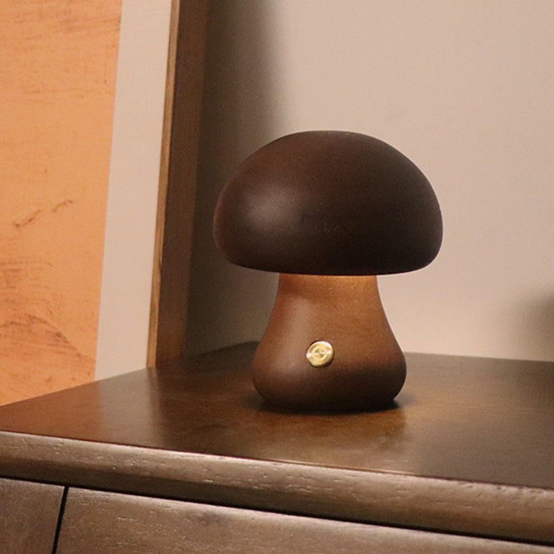 INS Wooden Cute Mushroom LED Night Light – Touch Switch Bedside Lamp - BudgetSpender