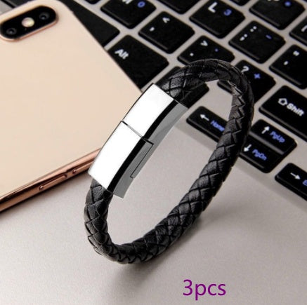 Leather Bracelet Charging Cable – Stylish Wearable Emergency Charger with Type-c - BudgetSpender