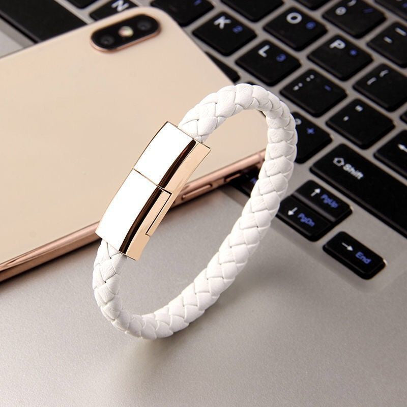 Leather Bracelet Charging Cable – Stylish Wearable Emergency Charger with Type-c - BudgetSpender