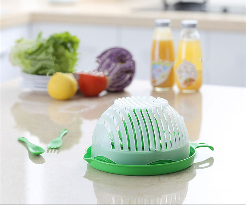 2-in-1 Salad and Fruit Cutter Bowl & Strainer – Quick, Safe & Mess-Free - BudgetSpender