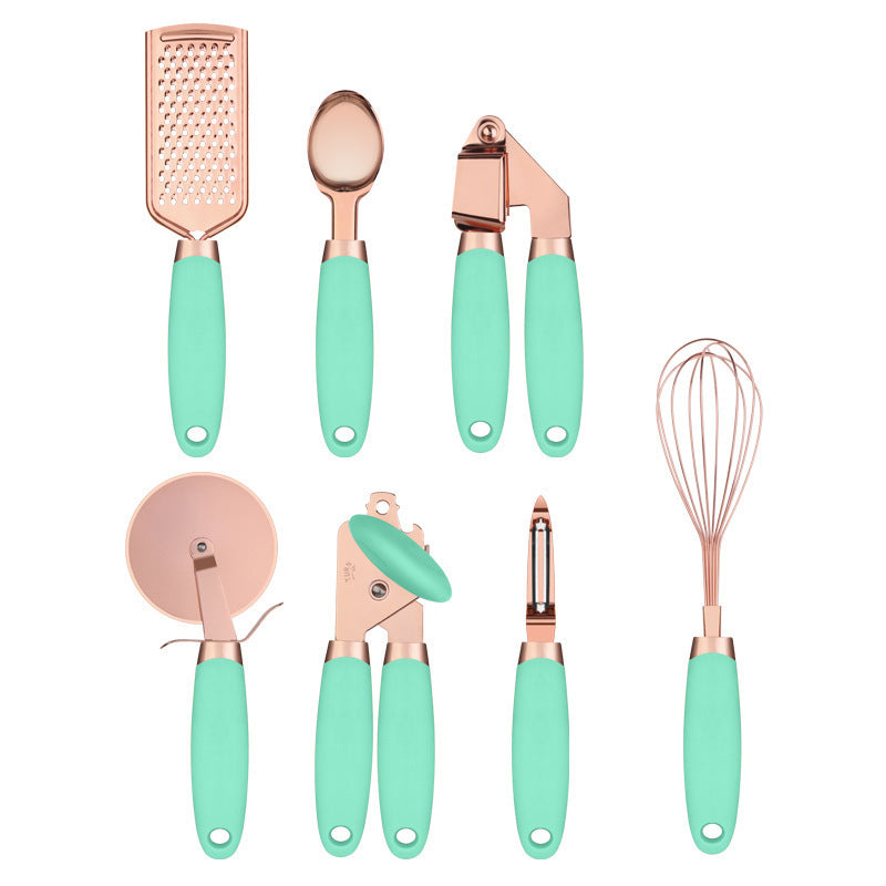 Rose Gold Stainless Steel 7-Piece Kitchen Tool Set - BudgetSpender