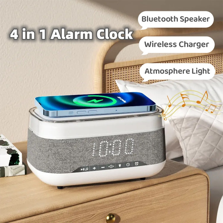 Intelligent Multifunctional Alarm Clock Bluetooth Speaker with Wireless Charger & Fast Charge - BudgetSpender