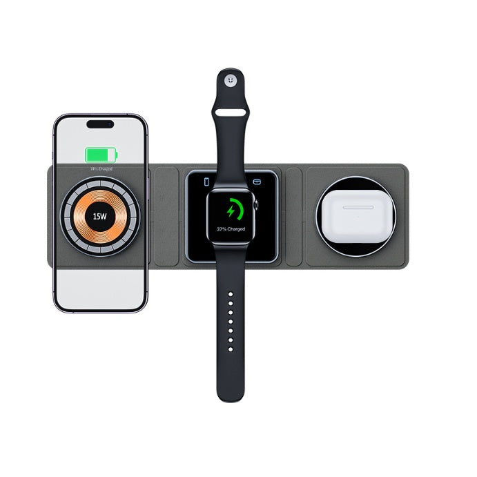 3-in-1 Magnetic Folding Wireless Charger Station for iPhone, Apple Watch & AirPods - BudgetSpender