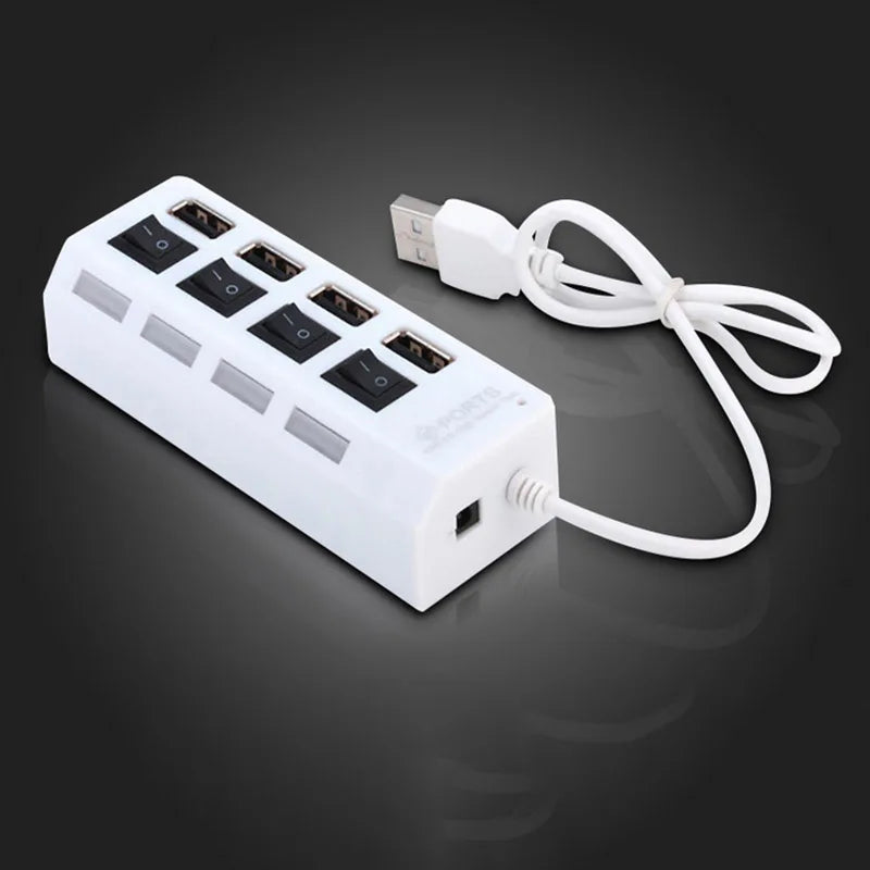 High-Speed 4/7 Port USB 2.0 Hub Adapter with Switch for Data Transmission - BudgetSpender