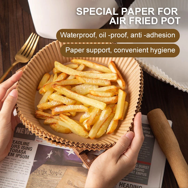 50/100Pcs Disposable Air Fryer Paper Liners – Non-Stick Round Oven Pads - BudgetSpender