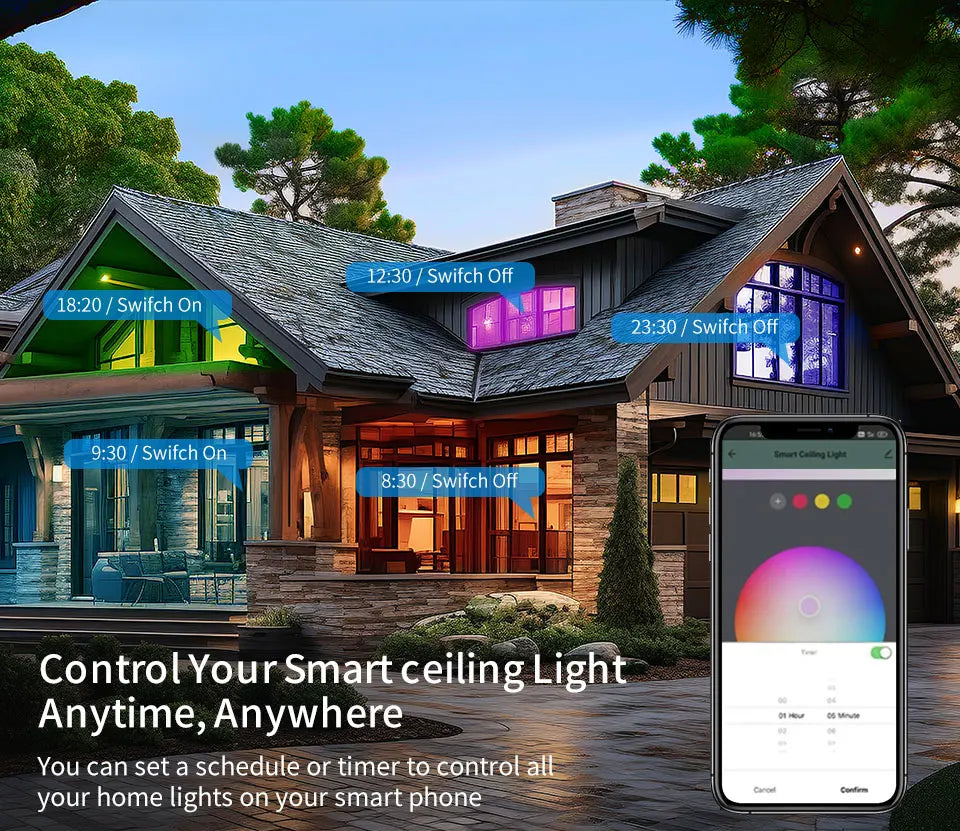 Smart WiFi LED Ceiling Light 24W – App & Voice Control, Round Panel, Works with Alexa & Google Home - BudgetSpender
