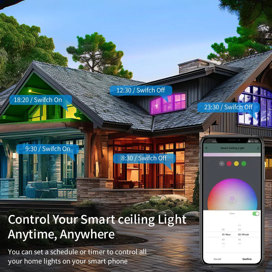 Smart WiFi LED Ceiling Light 24W – App & Voice Control, Round Panel, Works with Alexa & Google Home - BudgetSpender