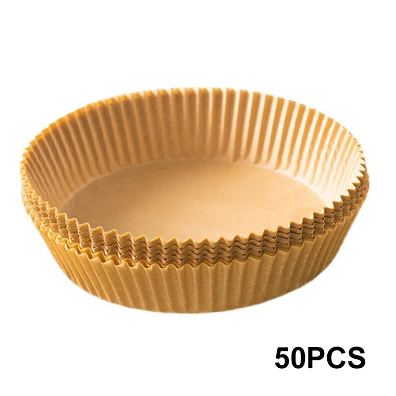 50/100Pcs Disposable Air Fryer Paper Liners – Non-Stick Round Oven Pads - BudgetSpender