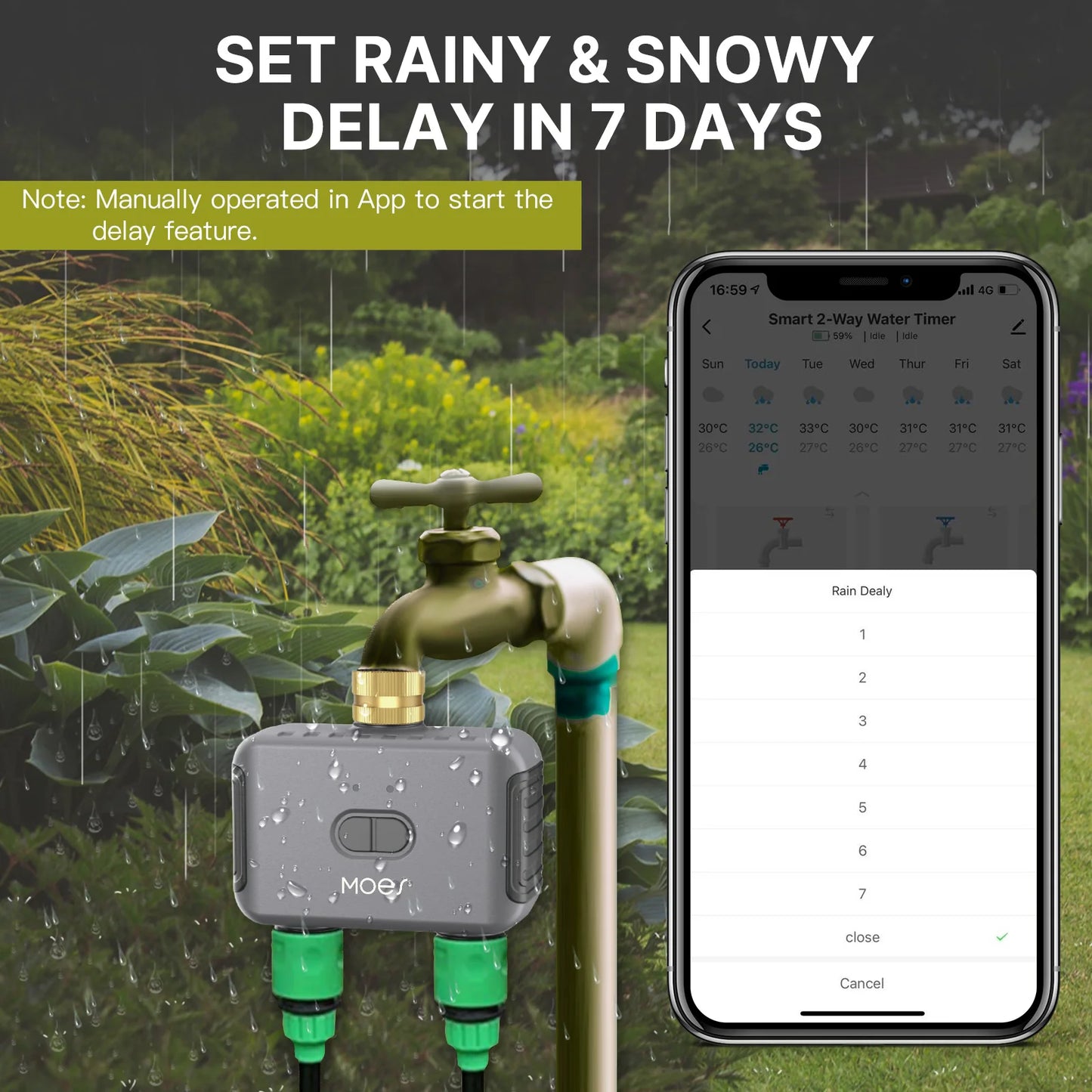 MOES Bluetooth Value Smart Garden Sprinkler Water Timer by 2 Way Rain Delay Filter Programmable Automatic Irrigation Controller - BudgetSpender