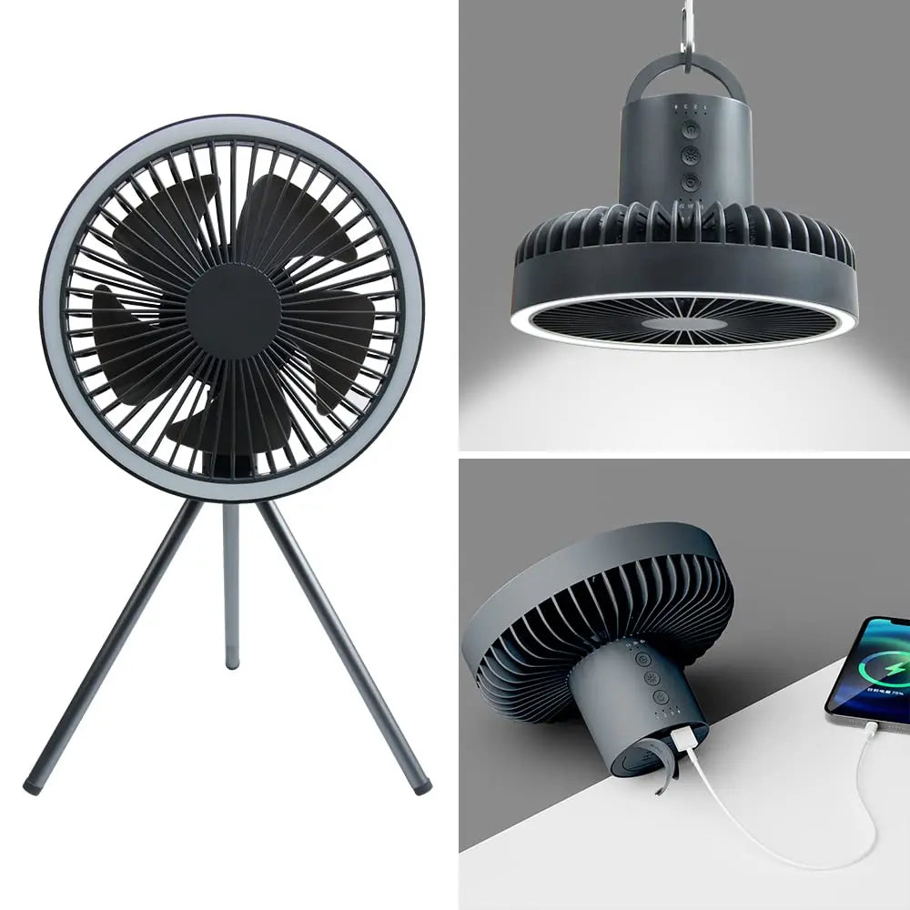 10000mAh Rechargeable Camping Fan with LED Light & Power Bank - BudgetSpender