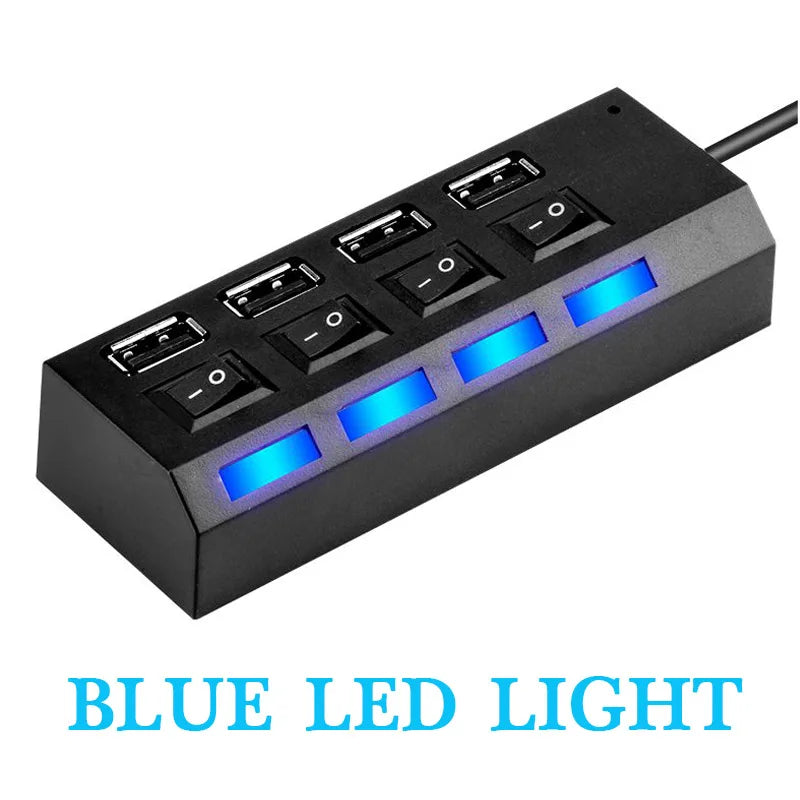 High-Speed 4/7 Port USB 2.0 Hub Adapter with Switch for Data Transmission - BudgetSpender
