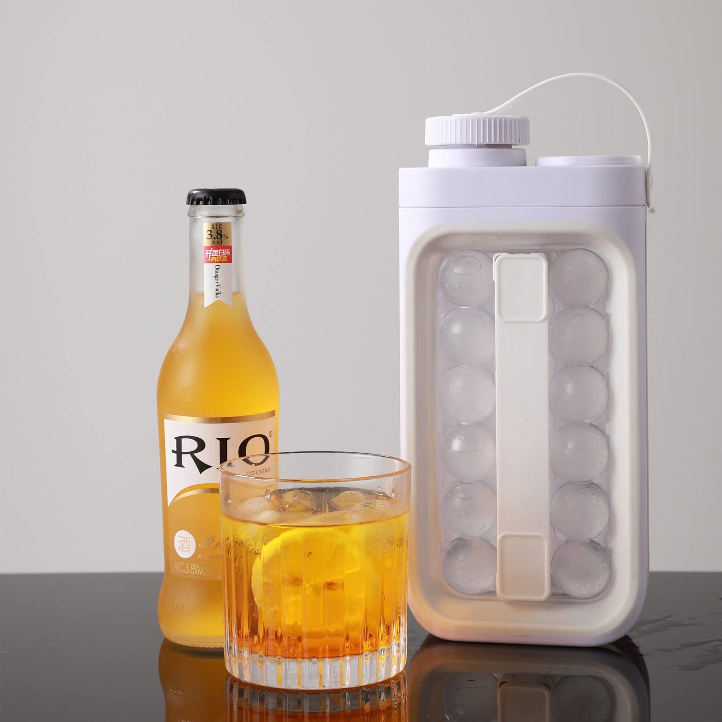 2-in-1 Ice Cube Tray & Water Bottle – Quick-Freezing Ice Balls for Whiskey, Cocktails, and More - BudgetSpender