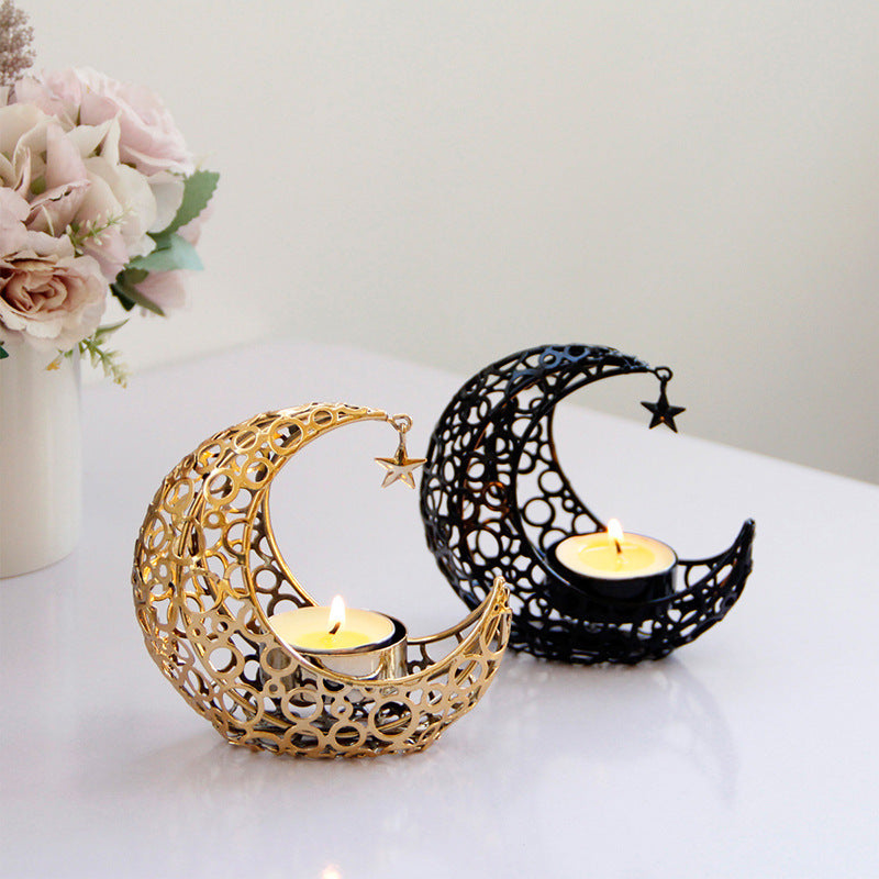 Luxury Hollow Moon Metal Candle Holder - BudgetSpender