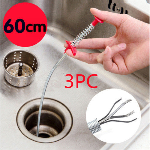 60CM Flexible Sewer Dredger Spring – Drain Clog Remover & Hair Cleaner Tool for Kitchen & Bathroom Sinks - BudgetSpender