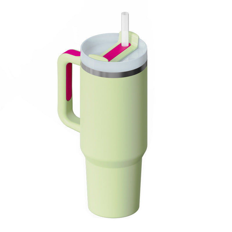 40 Oz Insulated Tumbler with Handle & Straw – Stainless Steel Travel Mug with Lid - BudgetSpender
