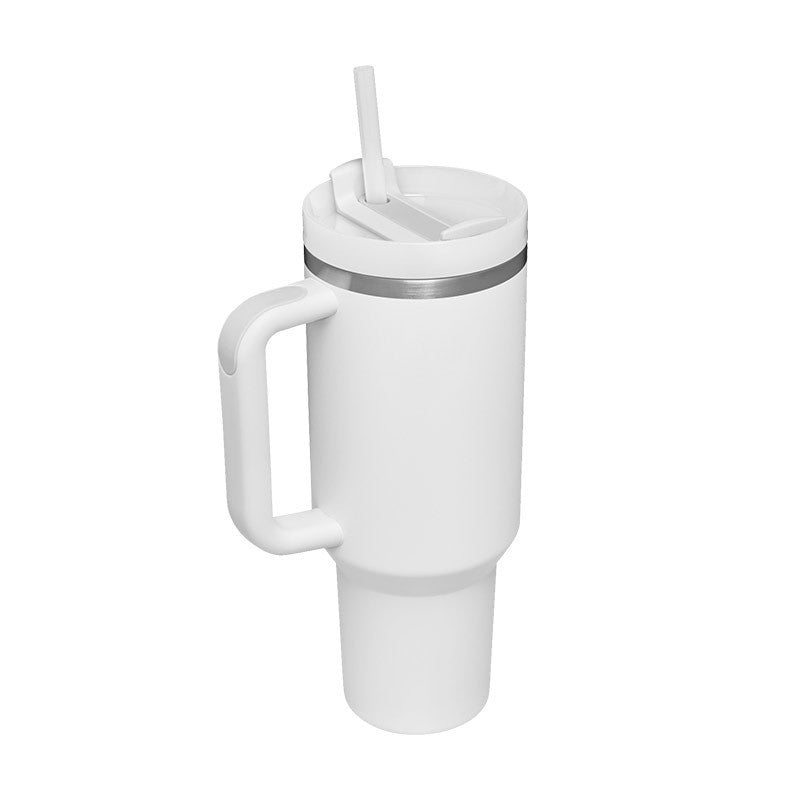 40 Oz Insulated Tumbler with Handle & Straw – Stainless Steel Travel Mug with Lid - BudgetSpender