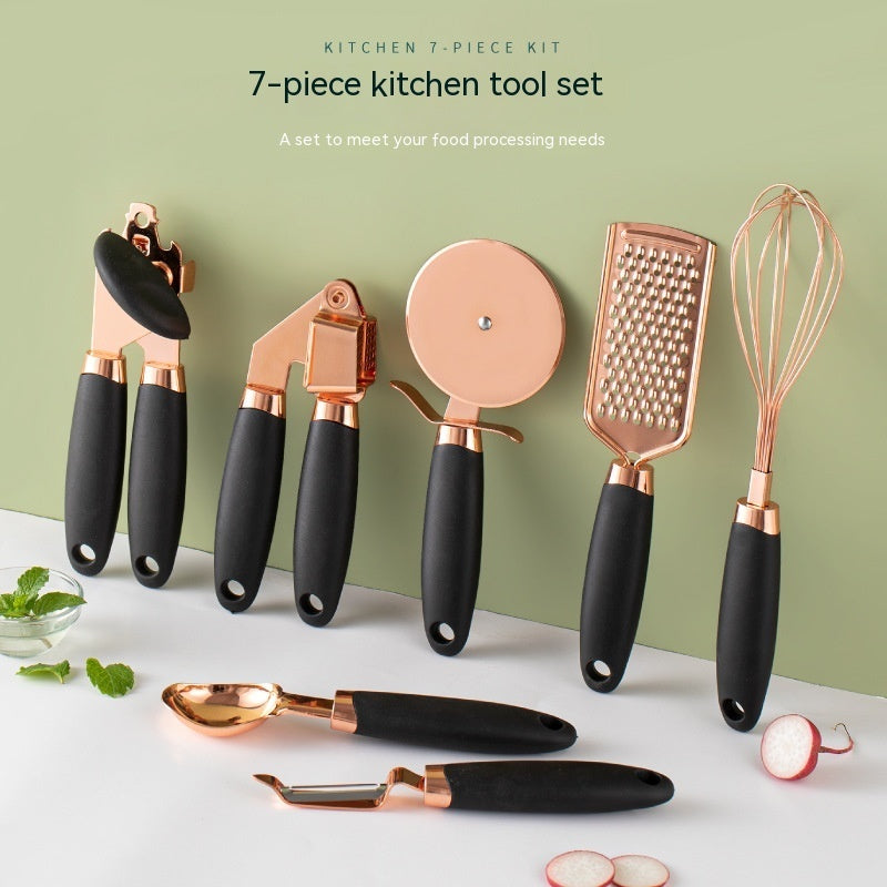Rose Gold Stainless Steel 7-Piece Kitchen Tool Set - BudgetSpender