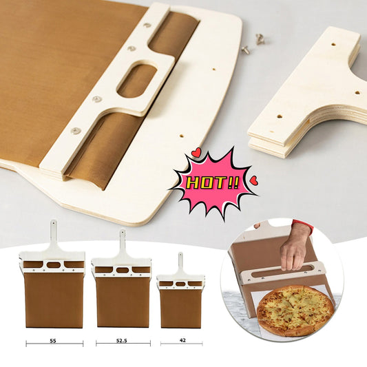 3-Sizes Sliding Pizza Peel Shovel with Wooden Handle – Pizza Transfer and Storage Board for Easy Handling - BudgetSpender