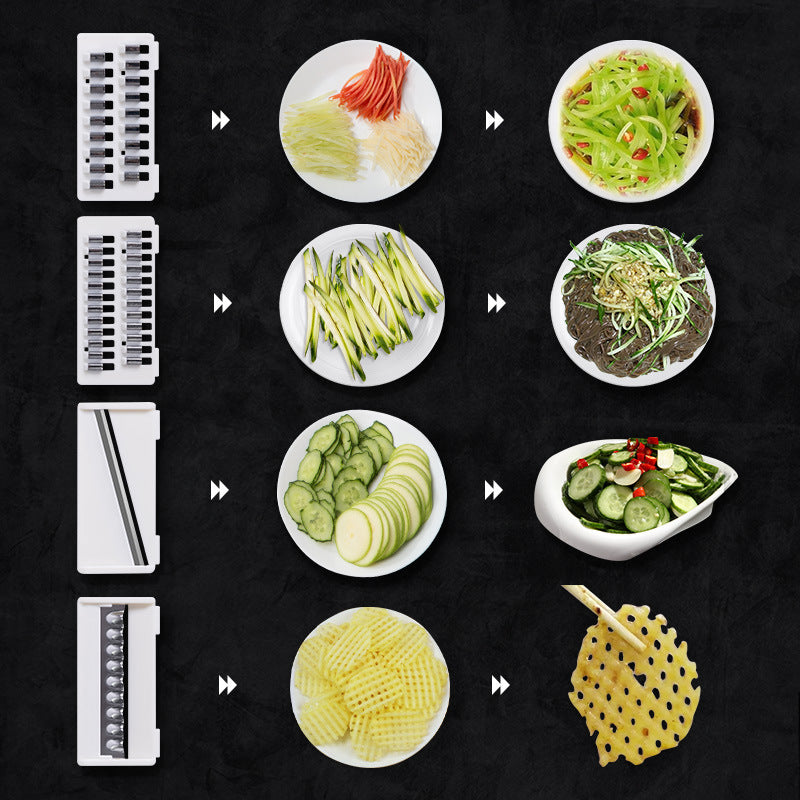 4-in-1 Vegetable Cutter with Hand Protection & Draining Basket – Multi-Function Kitchen Tool - BudgetSpender