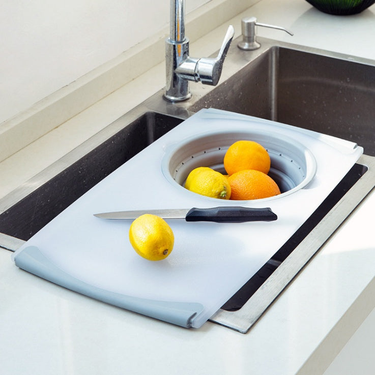 3-in-1 Multi-Functional Chopping Board with Detachable Folding Drain Basket - BudgetSpender