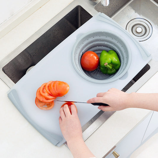 3-in-1 Multi-Functional Chopping Board with Detachable Folding Drain Basket - BudgetSpender