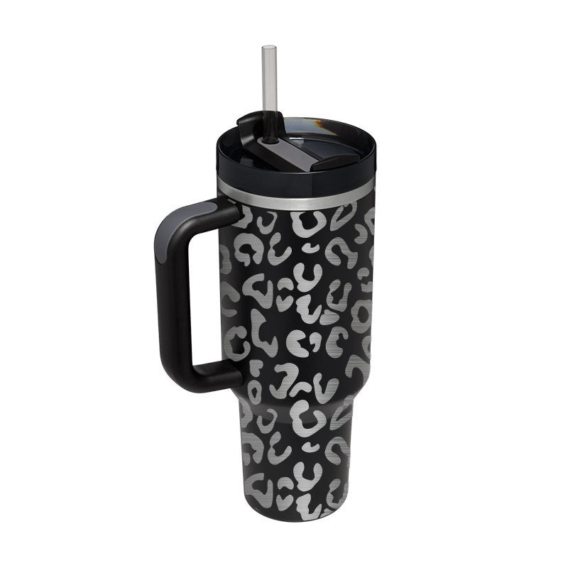 40 Oz Insulated Tumbler with Handle & Straw – Stainless Steel Travel Mug with Lid - BudgetSpender