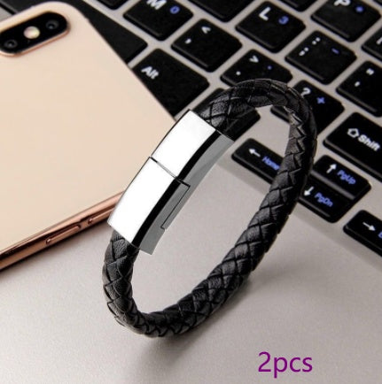 Leather Bracelet Charging Cable – Stylish Wearable Emergency Charger with Type-c - BudgetSpender