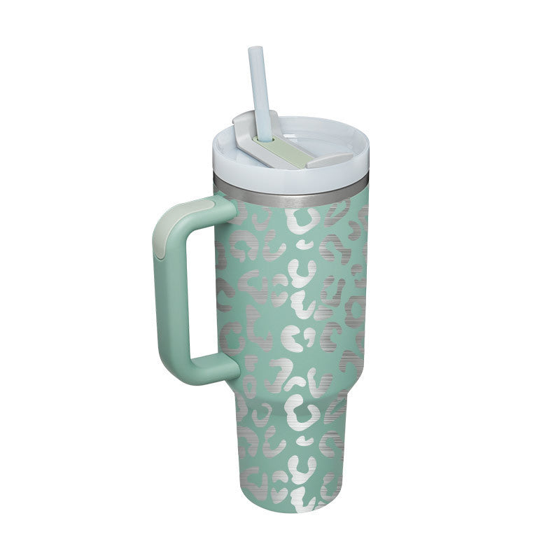 40 Oz Insulated Tumbler with Handle & Straw – Stainless Steel Travel Mug with Lid - BudgetSpender