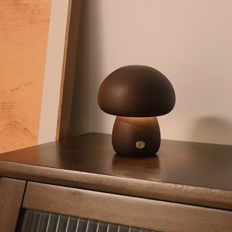 INS Wooden Cute Mushroom LED Night Light – Touch Switch Bedside Lamp - BudgetSpender