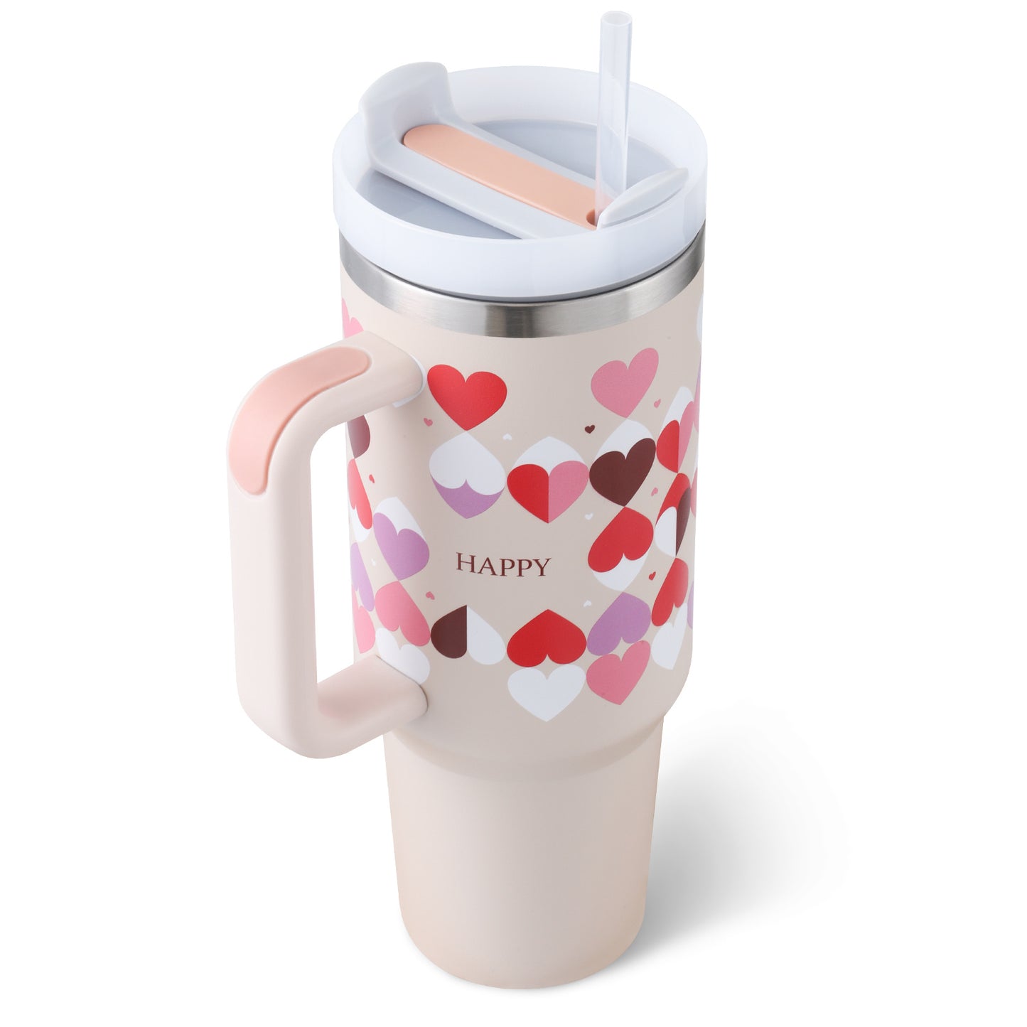 40 Oz Insulated Tumbler with Handle & Straw – Stainless Steel Travel Mug with Lid - BudgetSpender