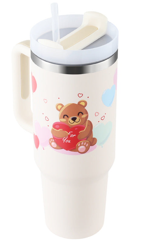 40 Oz Insulated Tumbler with Handle & Straw – Stainless Steel Travel Mug with Lid - BudgetSpender