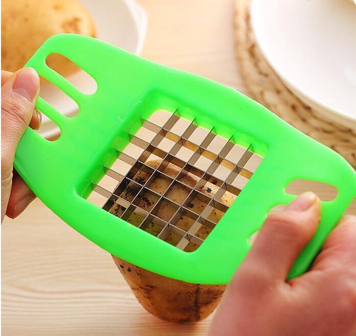 2-Blade Stainless Steel Potato Cutter – French Fry Chopper & Vegetable Slicer - BudgetSpender