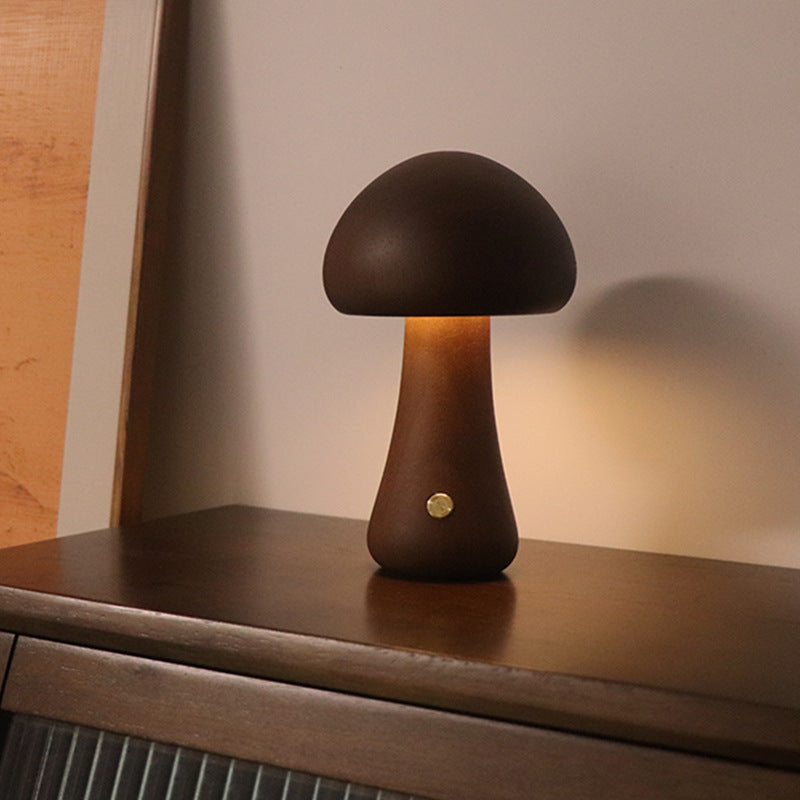 INS Wooden Cute Mushroom LED Night Light – Touch Switch Bedside Lamp - BudgetSpender