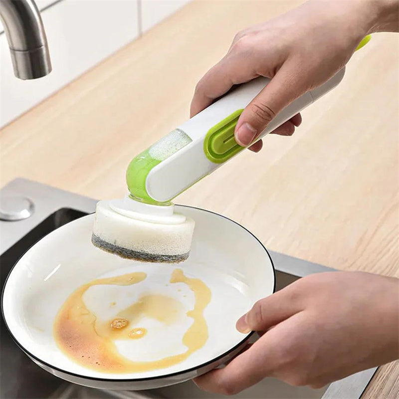 2-in-1 Dish Brush with Soap Dispenser – Ergonomic Cleaning Brush for Non-Stick Cookware, Pots, and Pans - BudgetSpender