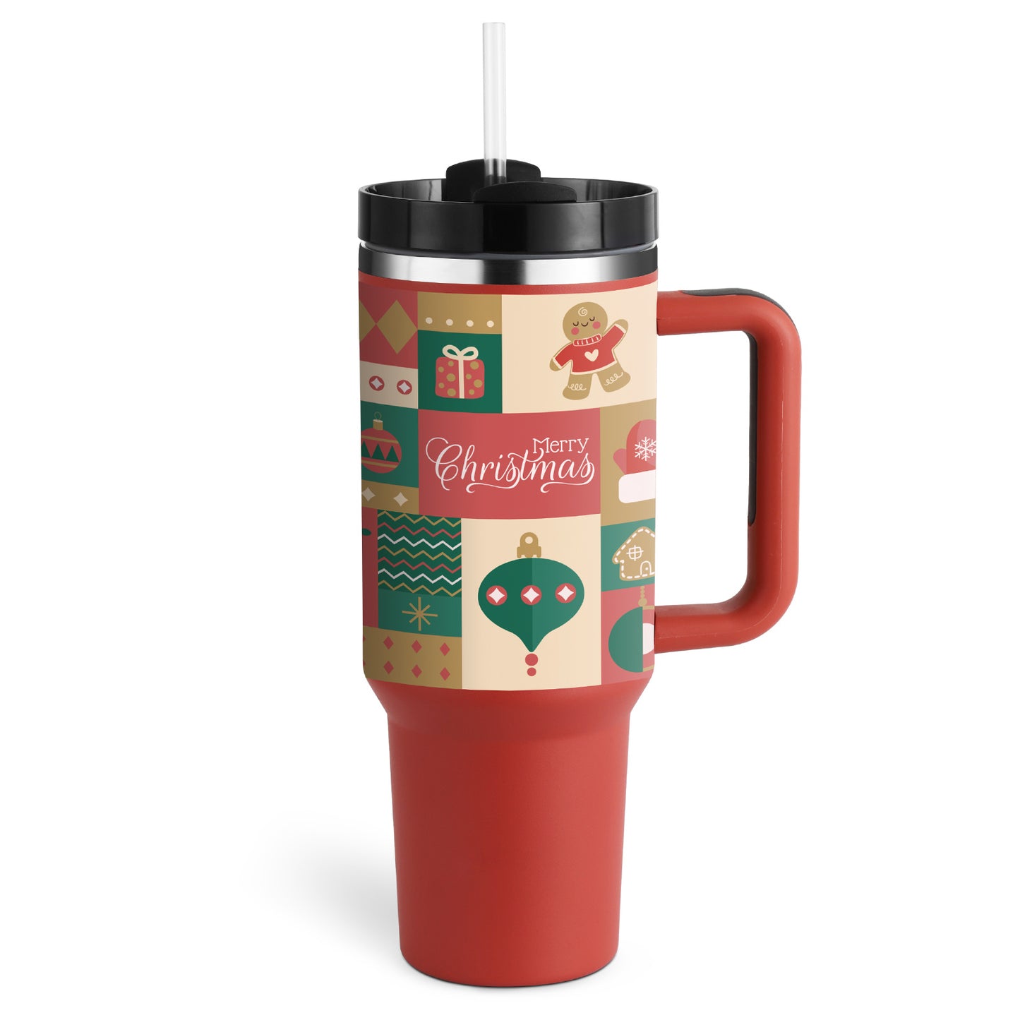 40 Oz Insulated Tumbler with Handle & Straw – Stainless Steel Travel Mug with Lid - BudgetSpender