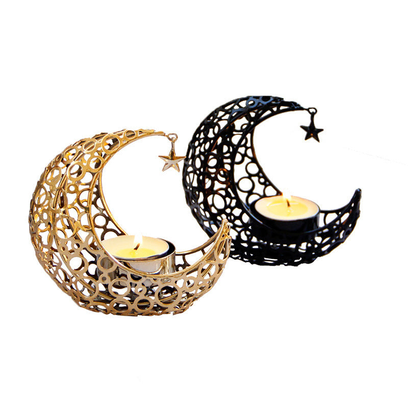 Luxury Hollow Moon Metal Candle Holder - BudgetSpender