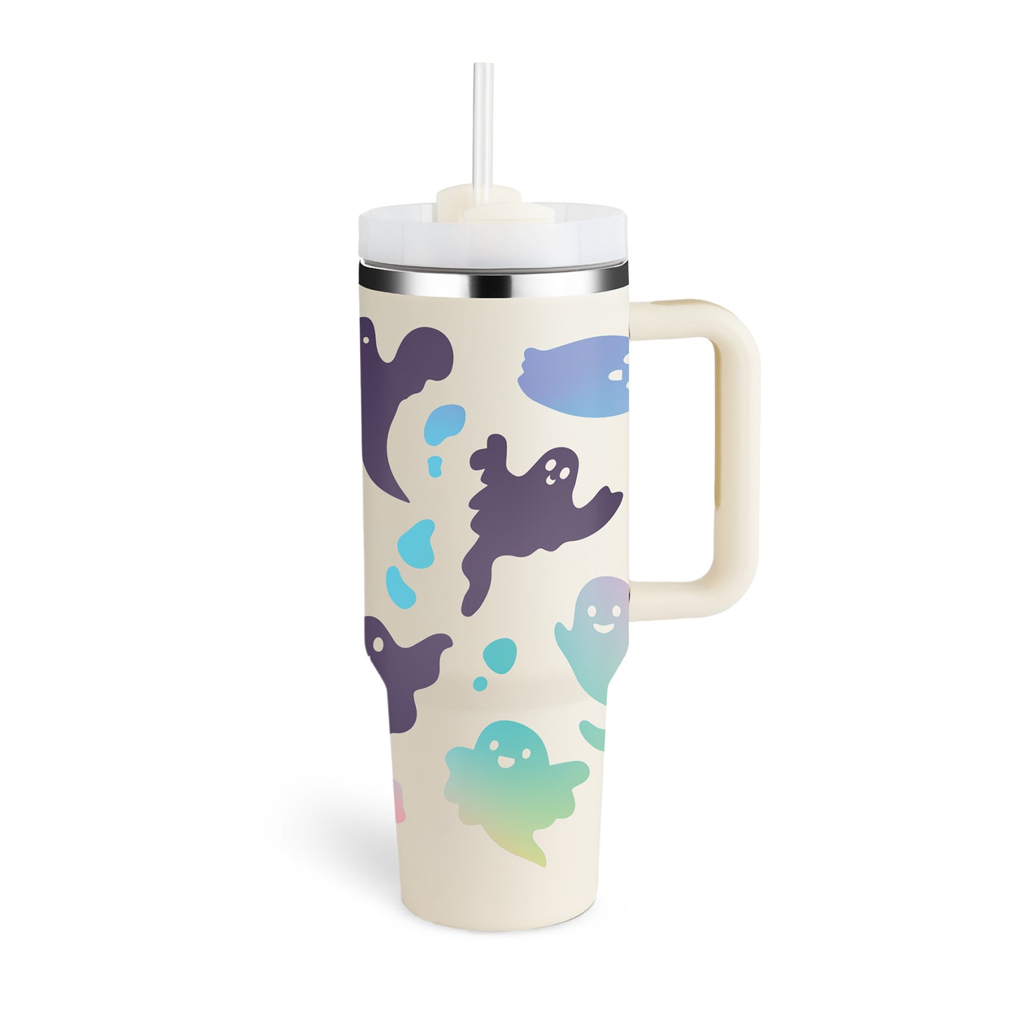 40 Oz Insulated Tumbler with Handle & Straw – Stainless Steel Travel Mug with Lid - BudgetSpender