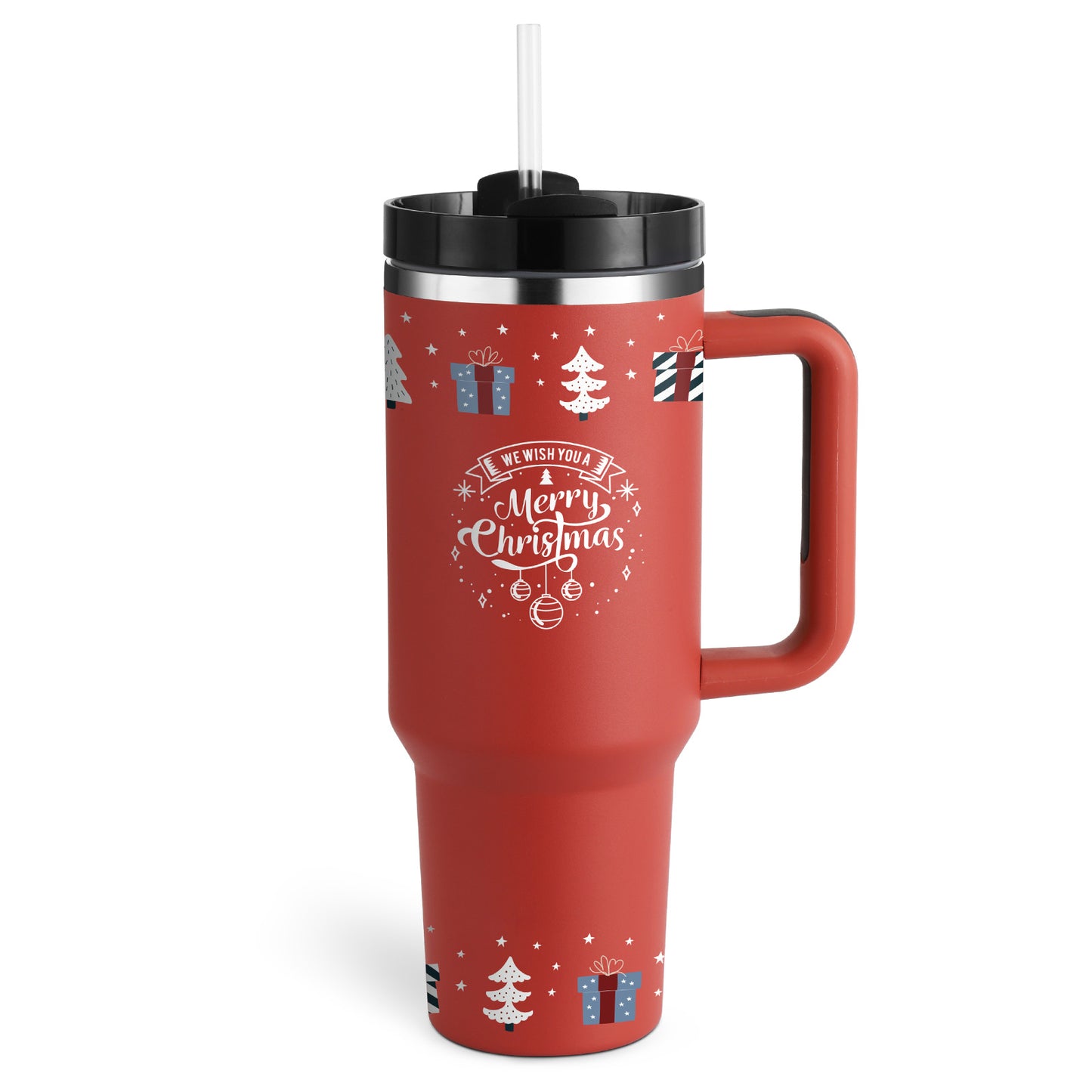 40 Oz Insulated Tumbler with Handle & Straw – Stainless Steel Travel Mug with Lid - BudgetSpender
