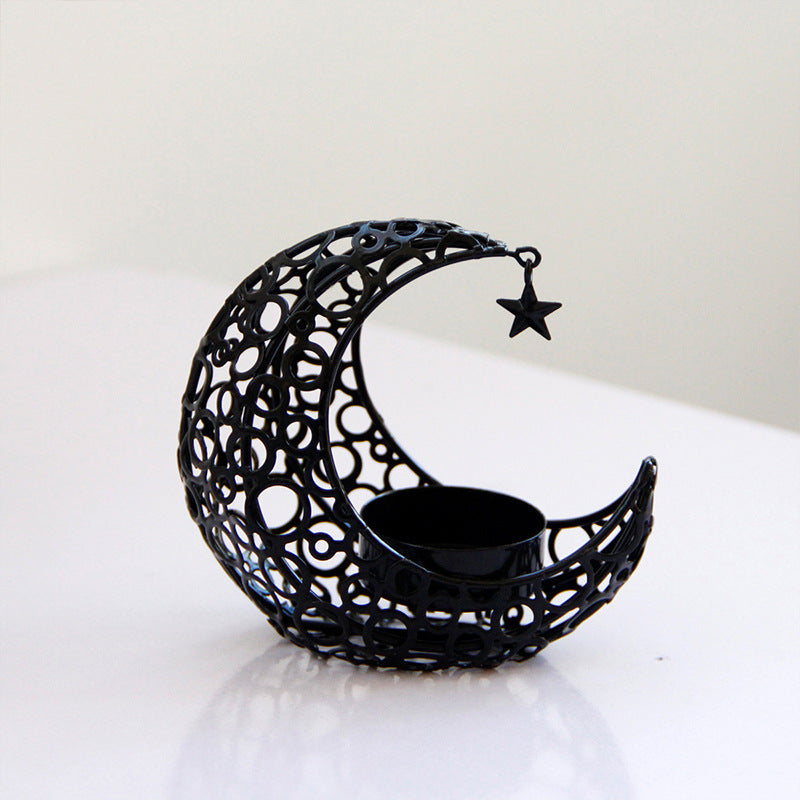 Luxury Hollow Moon Metal Candle Holder - BudgetSpender