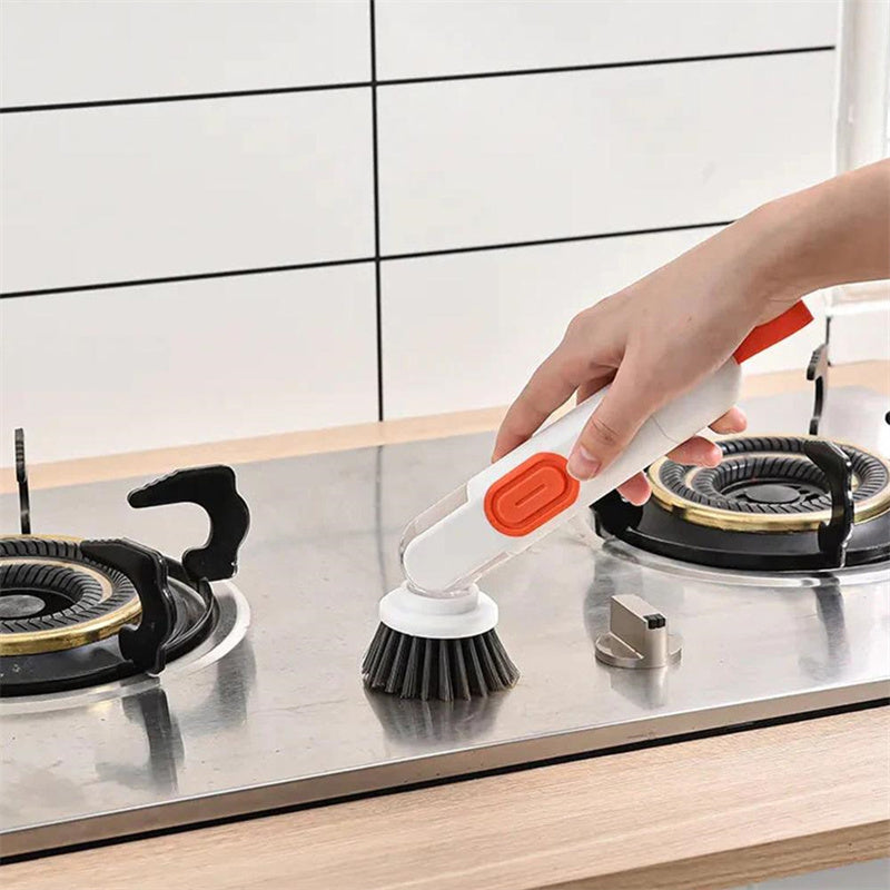 2-in-1 Dish Brush with Soap Dispenser – Ergonomic Cleaning Brush for Non-Stick Cookware, Pots, and Pans - BudgetSpender
