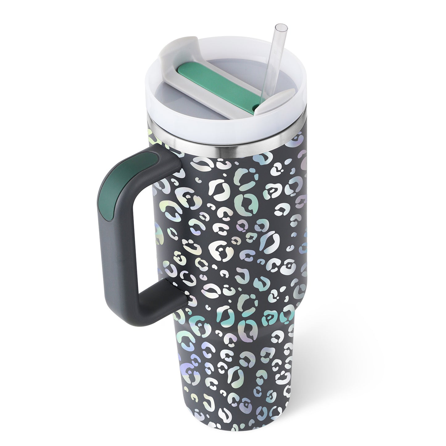 40 Oz Insulated Tumbler with Handle & Straw – Stainless Steel Travel Mug with Lid - BudgetSpender