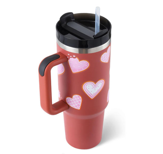 40 Oz Insulated Tumbler with Handle & Straw – Stainless Steel Travel Mug with Lid - BudgetSpender