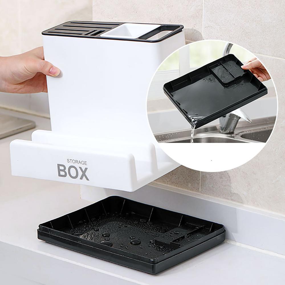 Multi-Functional Kitchen Knife and Tableware Storage Rack – Plastic Utensil Holder for Cabinet & Countertop Organization - BudgetSpender