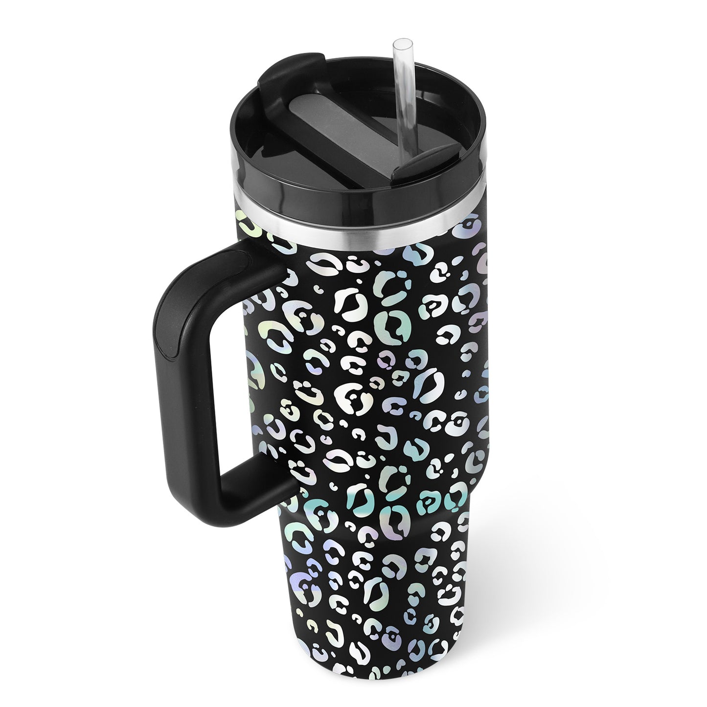 40 Oz Insulated Tumbler with Handle & Straw – Stainless Steel Travel Mug with Lid - BudgetSpender