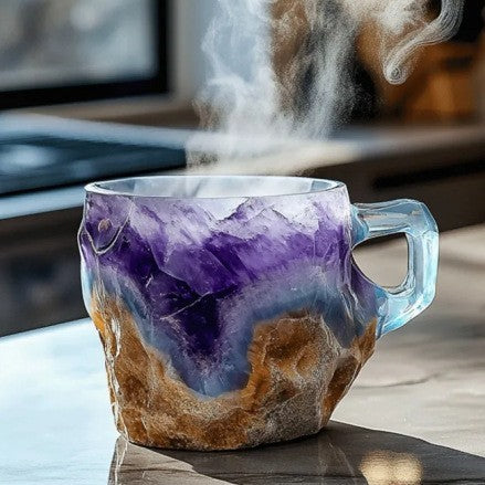 400ml Resin Mineral Crystal Coffee Mug with Handle – Elegant Mineral Crystal Cup for Home & Office Decor - BudgetSpender