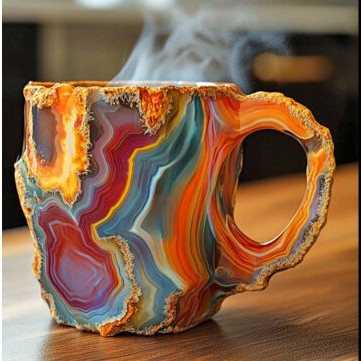 400ml Resin Mineral Crystal Coffee Mug with Handle – Elegant Mineral Crystal Cup for Home & Office Decor - BudgetSpender